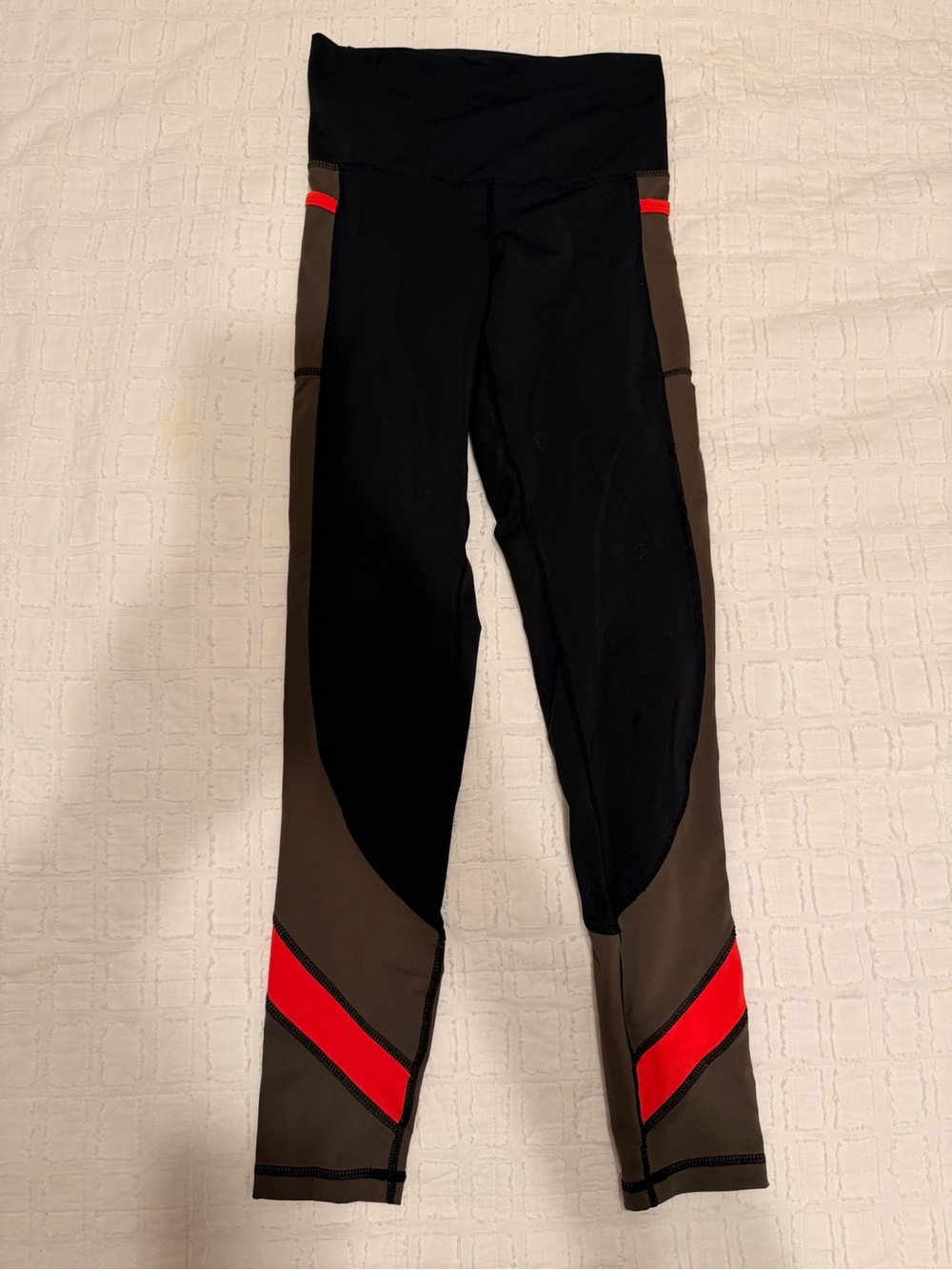Women’s Black and Brown Performance Training Leggings with Red Accents